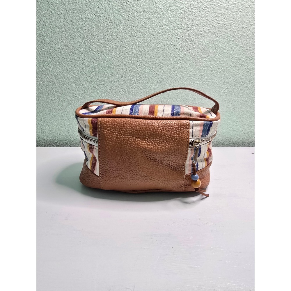 Striped Makeup Cosmetic Zipper with Handle Beads Bag - Picture 2 of 8